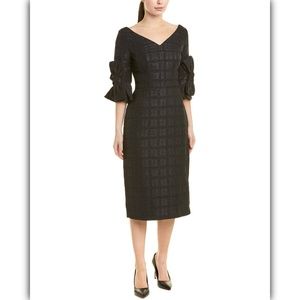 Kay Unger Black Midi Dress with Bow Sleeves